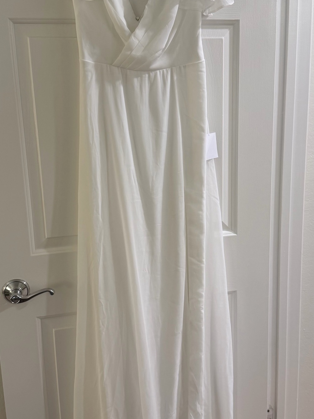 NEW Lulu's White V-Neck Flutter Sleeve Maxi Dress with Side Slit - Picture 3 of 7